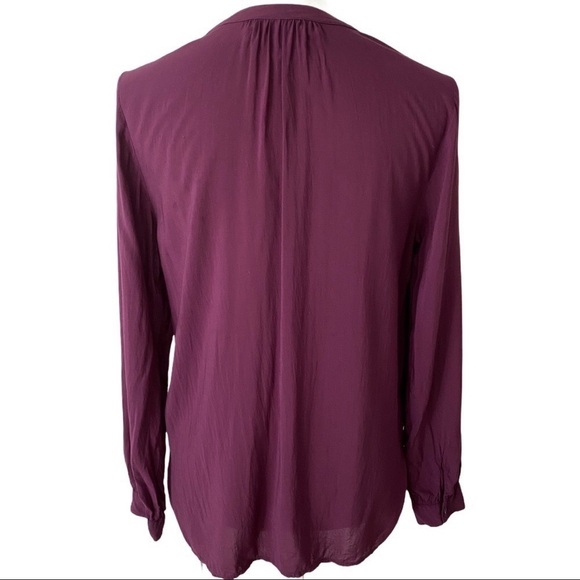 VELVET Brand Maroon Flowy High-Low Button Front Faux Wrap Long Sleeve Blouse S - Picture 4 of 10